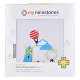 My Milestones 100% Cotton Muslin Baby Blanket - 6 Layered (43x43 inches) - Dutch Country Blue