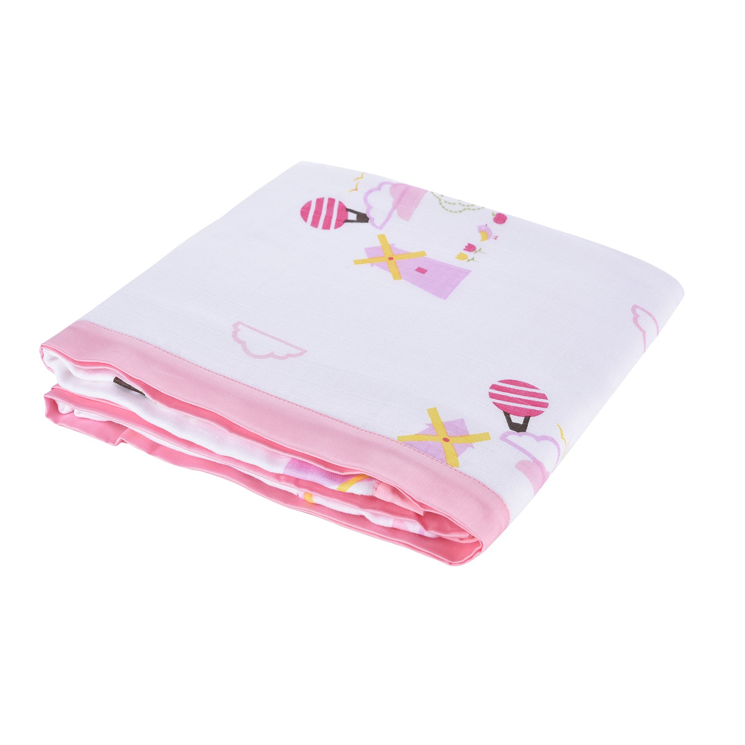 My Milestones 100% Cotton Muslin Baby Blanket - 6 Layered (43x43 inches) - Dutch Country Pink