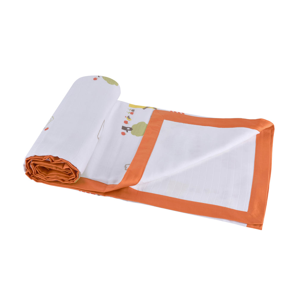 My Milestones 100% Cotton Muslin Baby Blanket - 6 Layered (43x43 inches) - Dutch Country Orange