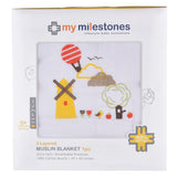 My Milestones 100% Cotton Muslin Baby Blanket - 6 Layered (43x43 inches) - Dutch Country Orange