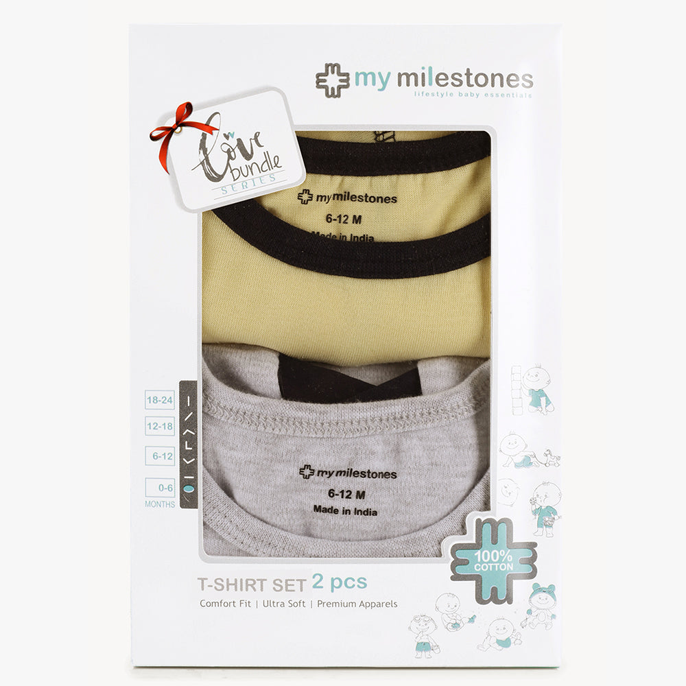 My Milestones T-shirt Set Half Sleeves 2 pcs - Grey / Yellow