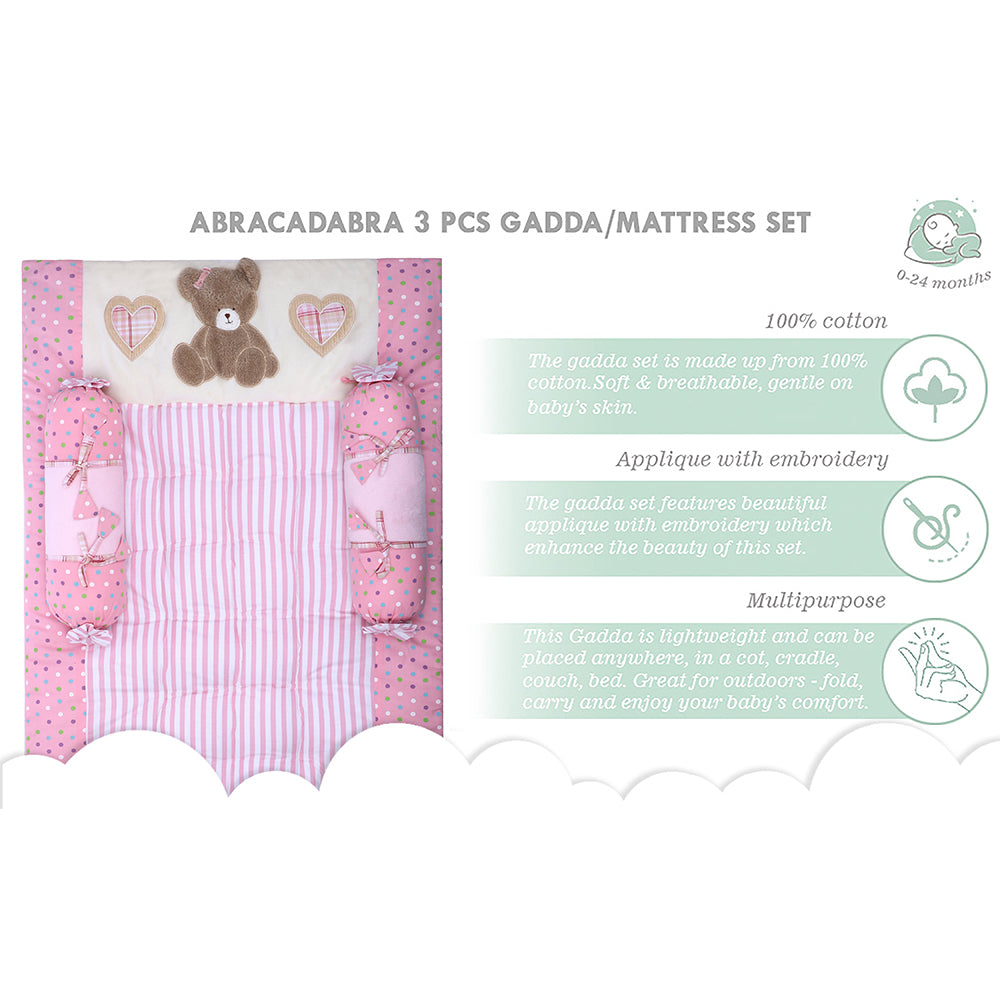 Abracadabra Cotton Bedding/Gadda Set Tender Heart Theme - Baby Pink