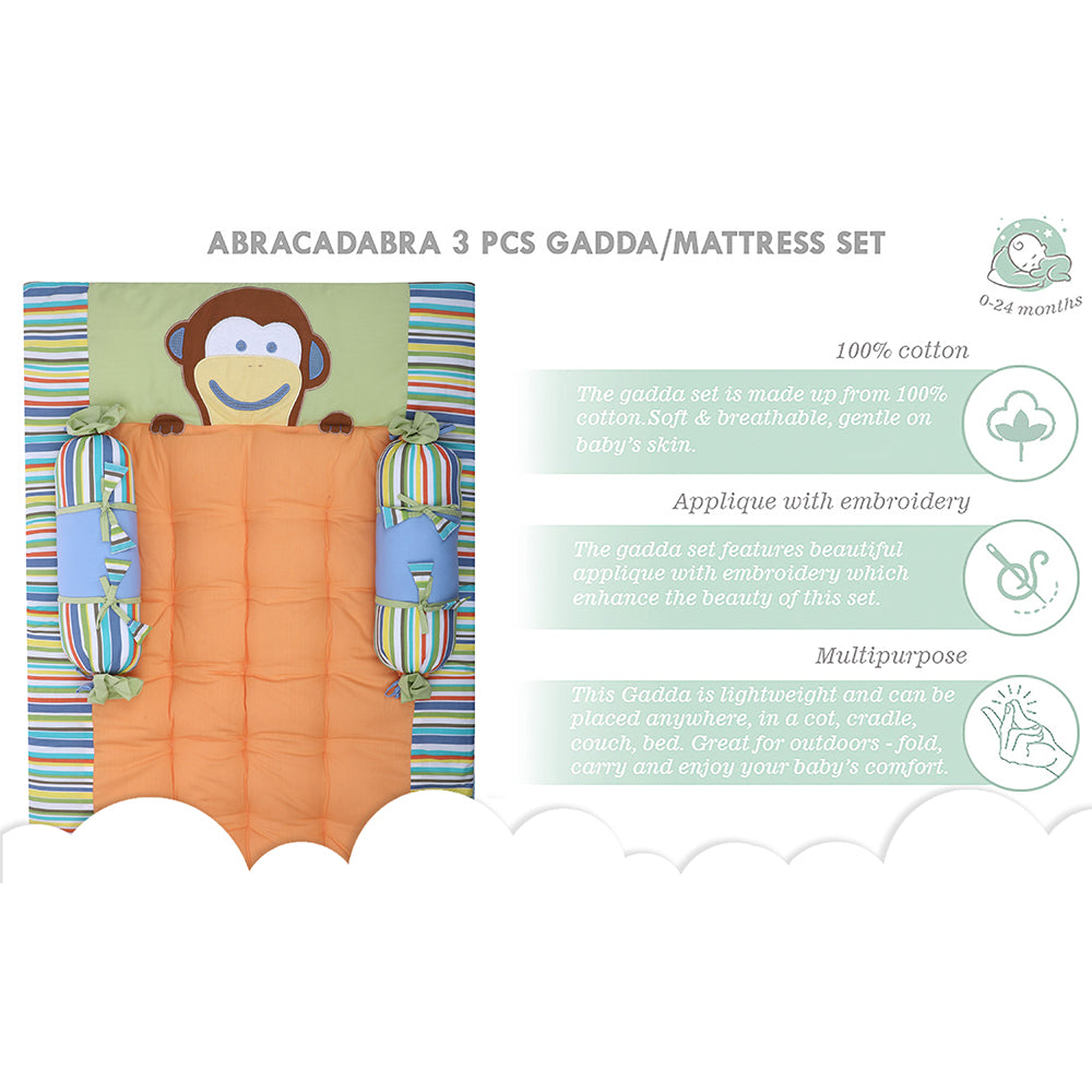 Abracadabra Cotton Bedding/Gadda Set Head & Tail Theme - Orange