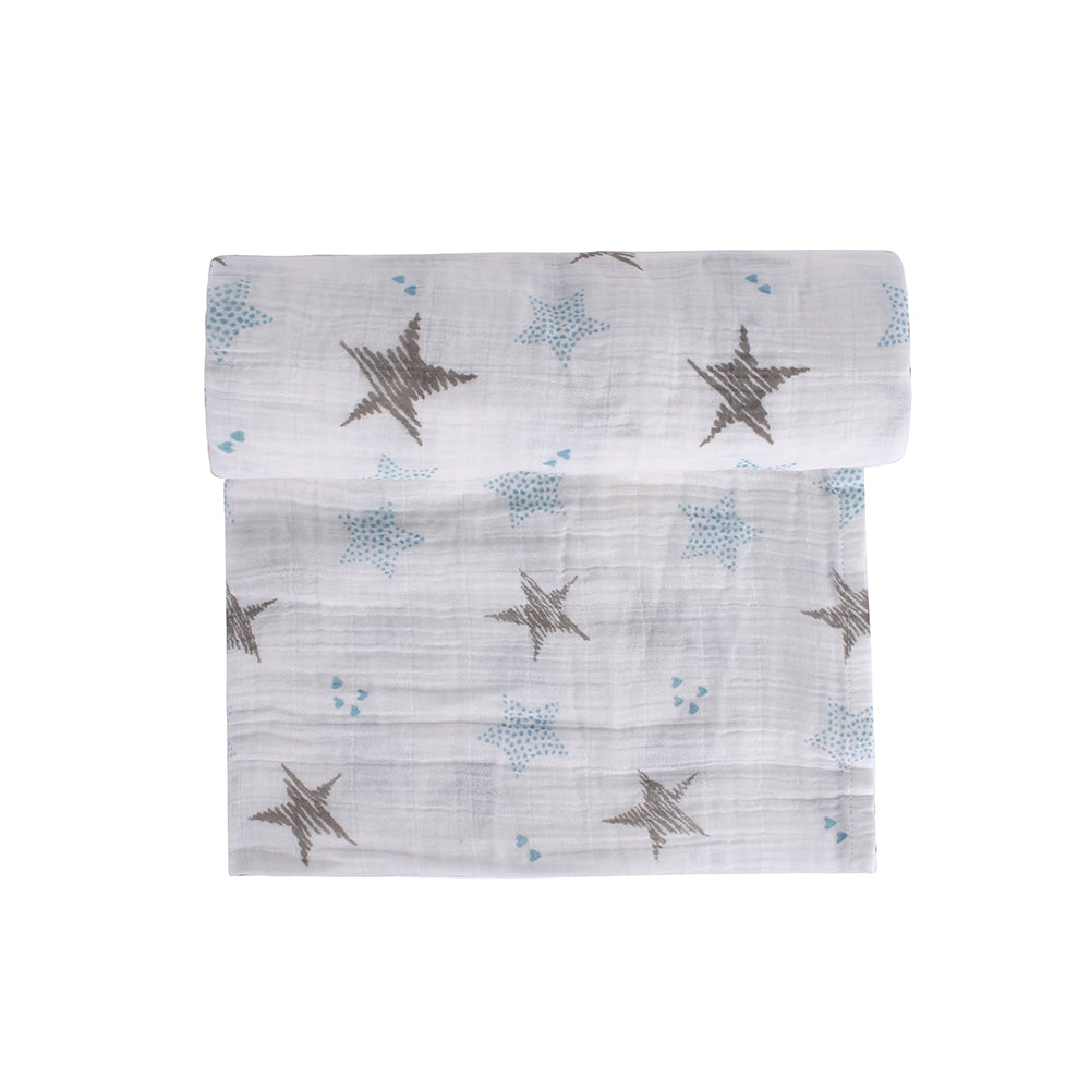 Abracadabra Cotton Muslin Swaddle For Newborns Pack of 3 (Rockstar) - Blue