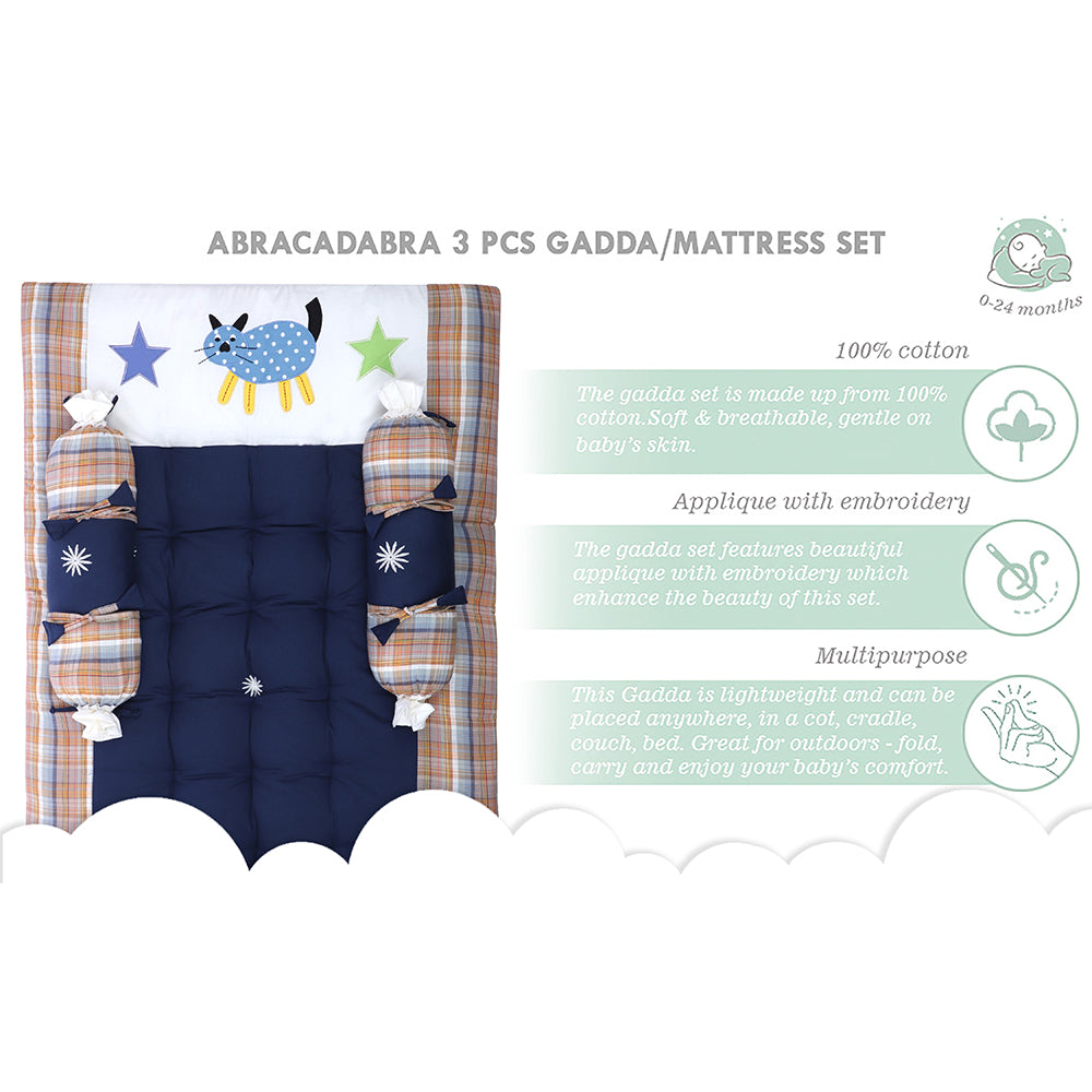 Abracadabra Cotton Bedding/Gadda Set Crocodile Theme - Navy Blue