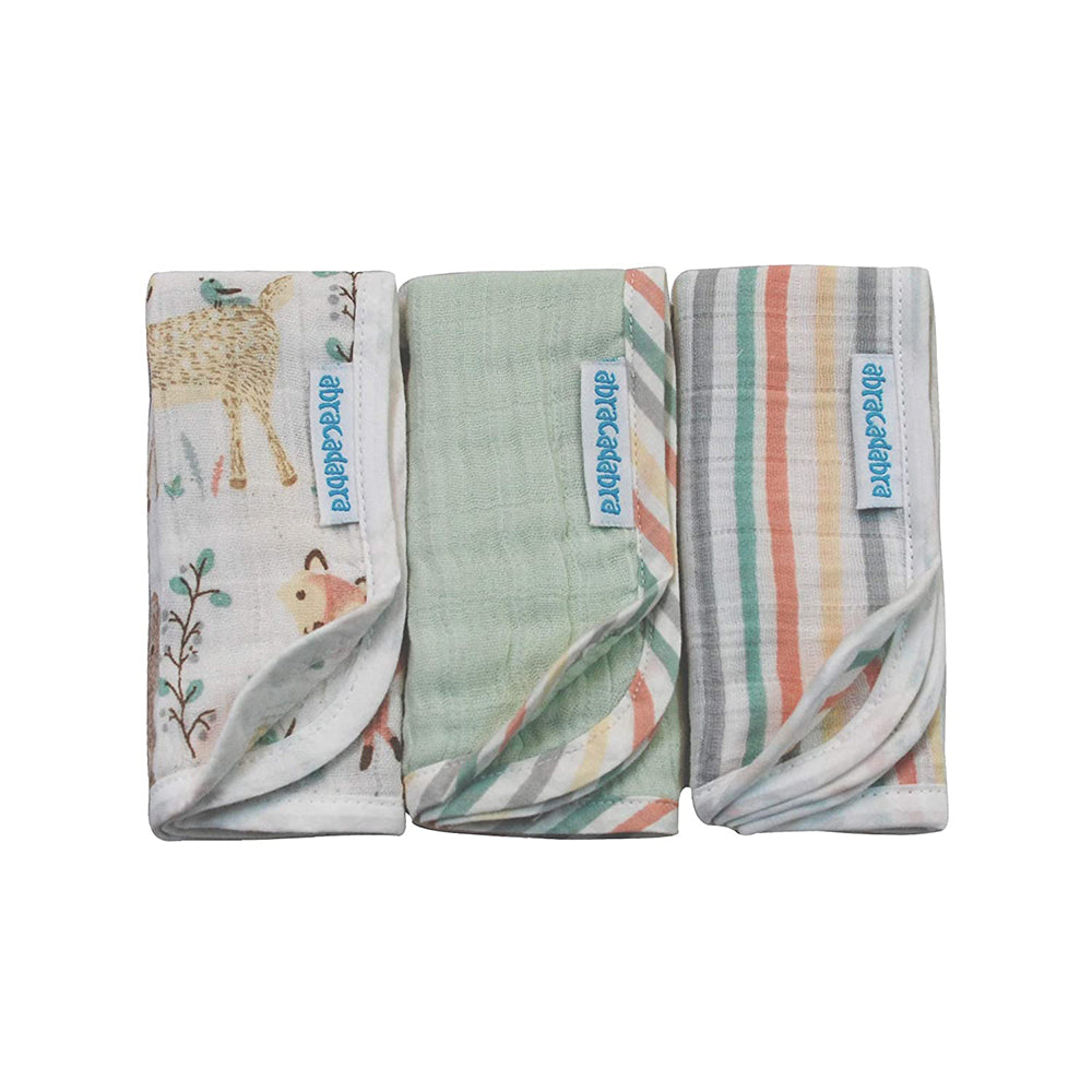 Abracadabra Cotton Muslin Wipes Pack of 3 (Bambi & Friends) - Multicolor