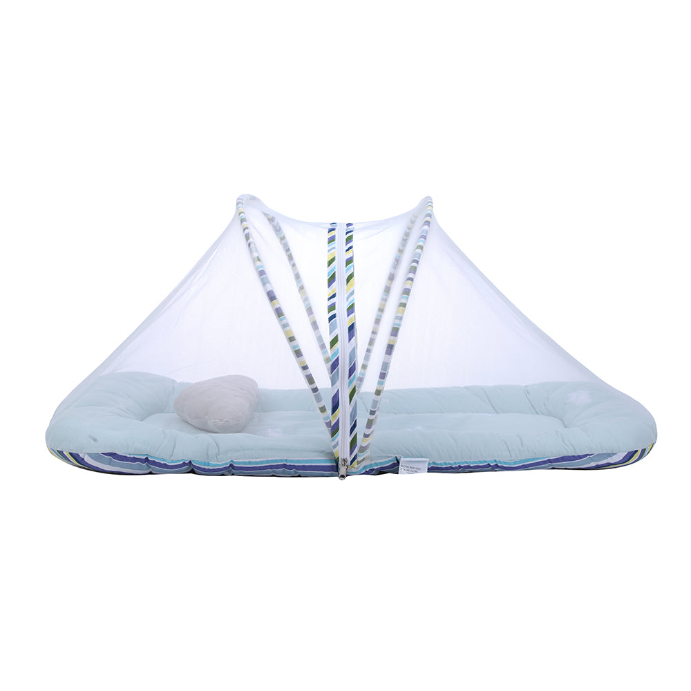 Abracadabra Gadda Set with Mosquito Net & Shaped Pillow Clouds  Theme - Blue