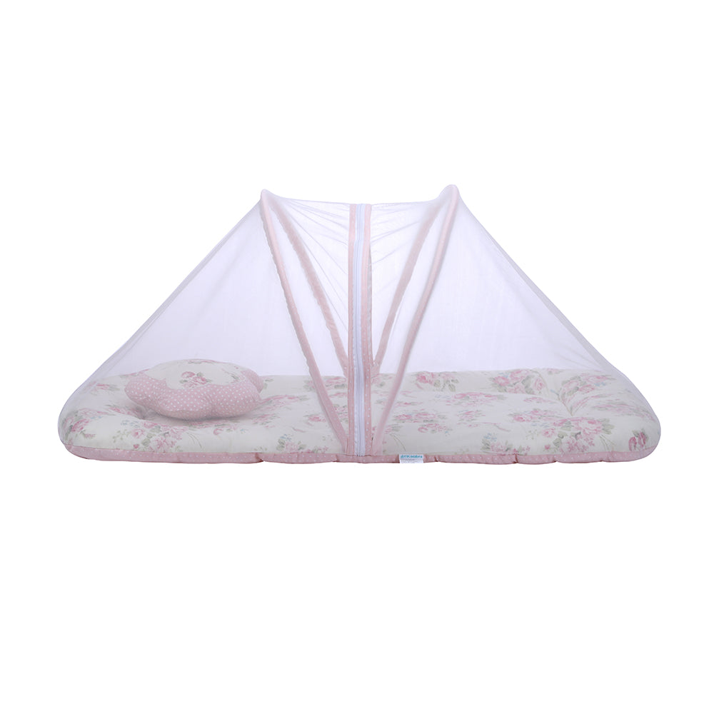 Abracadabra Gadda Set with Mosquito Net & Shaped Pillow Vintage Theme - Pink