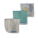 Abracadabra Cotton Muslin Wipes Pack of 3 (Lost in Clouds) - Sea Green