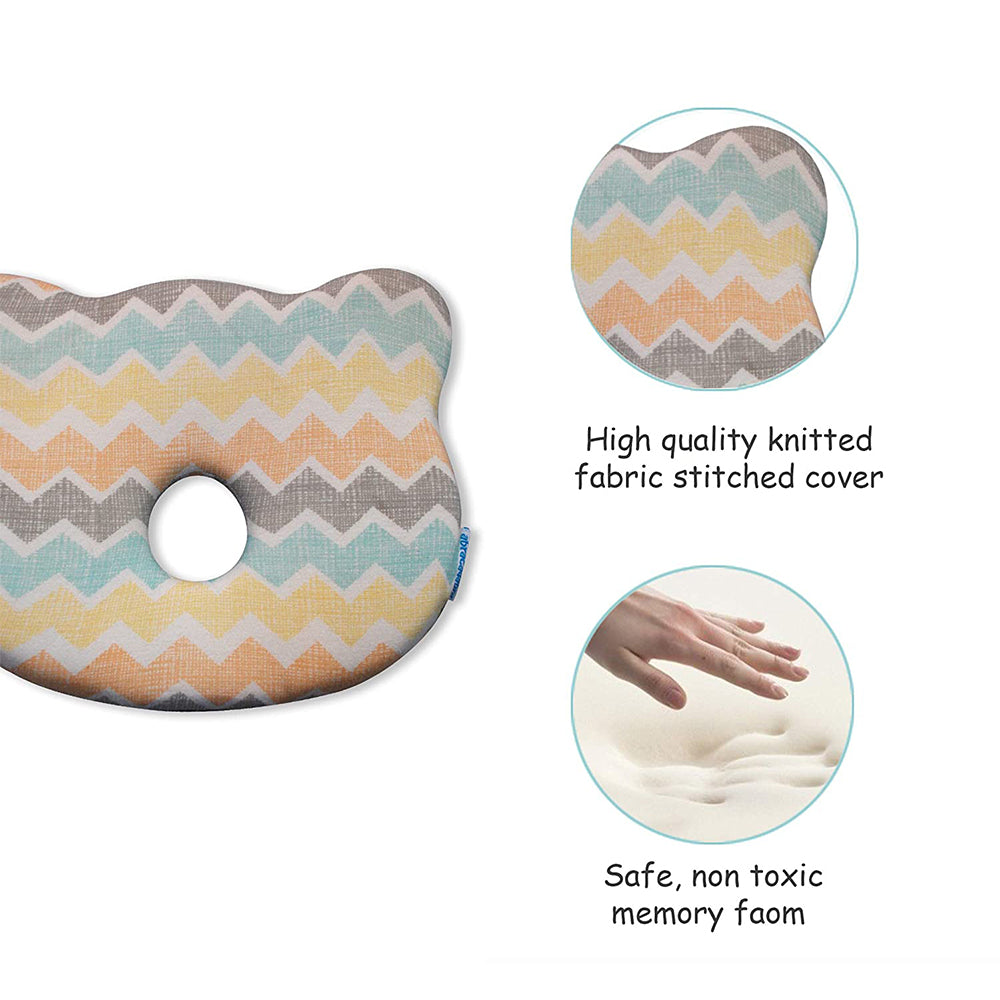 Abracadabra Memory Foam Baby Head Shaping Pillow (Zig Zag) - Multicolor