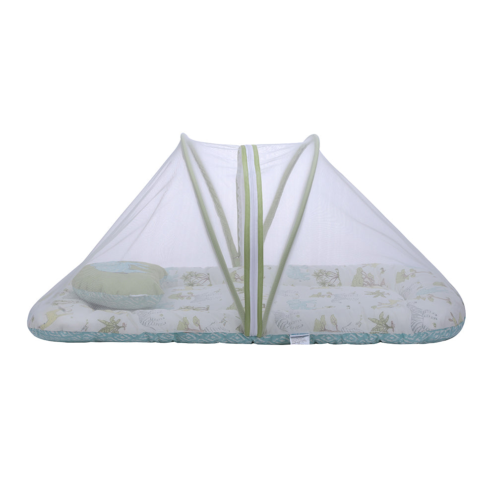 Abracadabra Gadda Set with Mosquito Net & Shaped Pillow Savanna Theme - Green