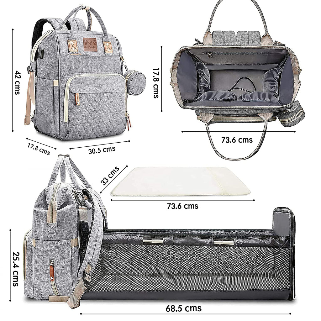 Abracadabra Diaper Bag With Changing Station - Grey