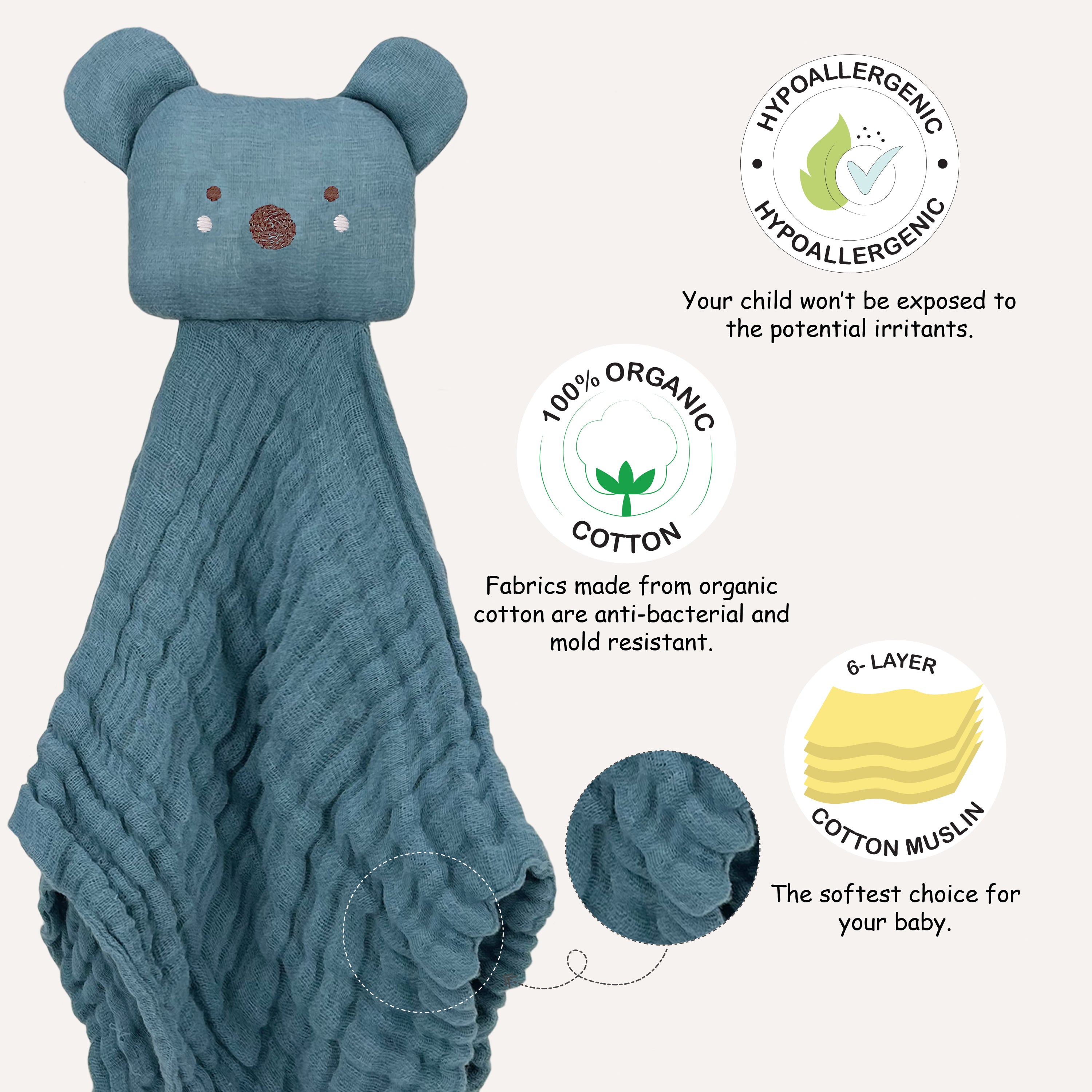 Abracadabra Organics Collectible Security Blanket With Cuddle Toy - Koala Bear