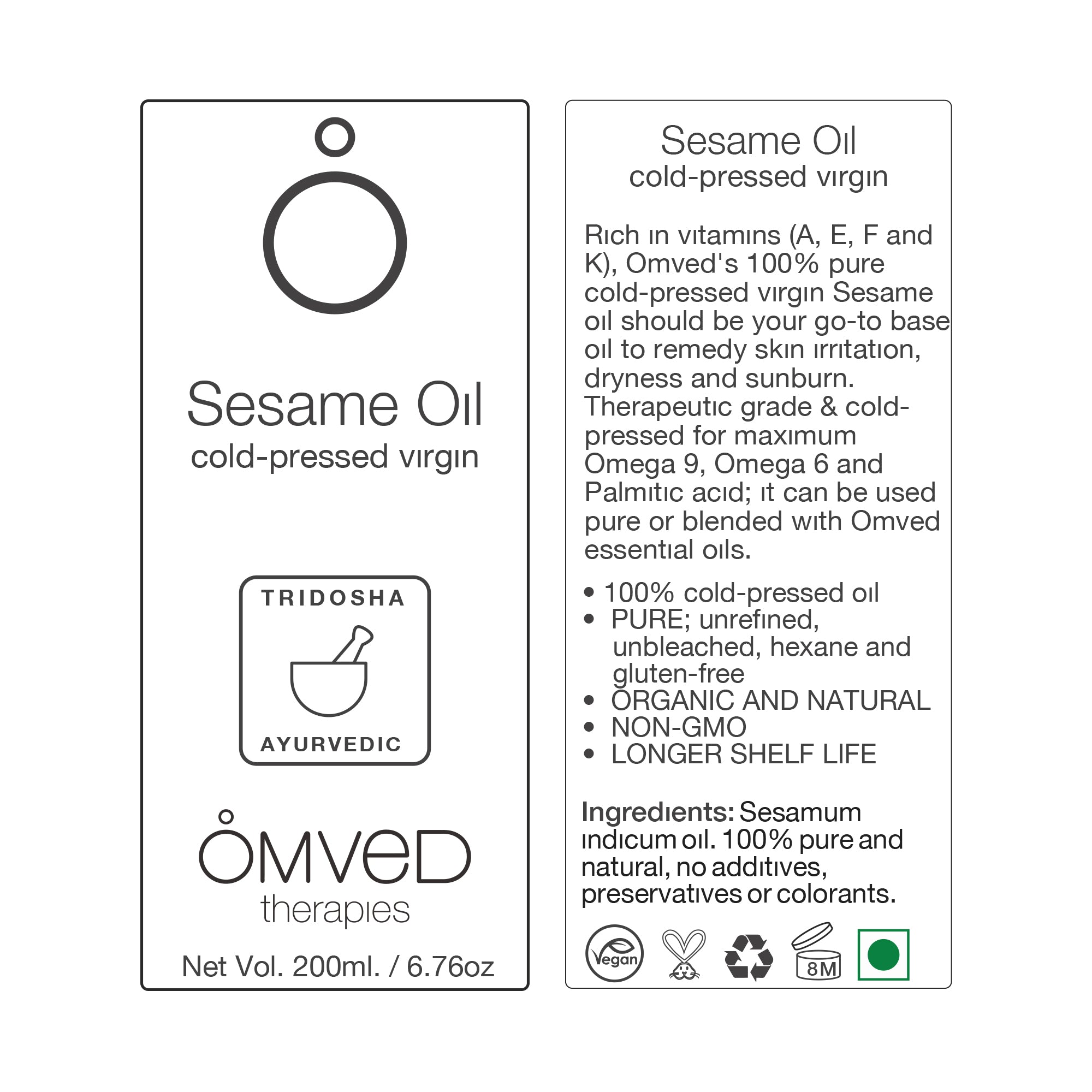 Sesame Oil Cold-Pressed Virgin 200ml