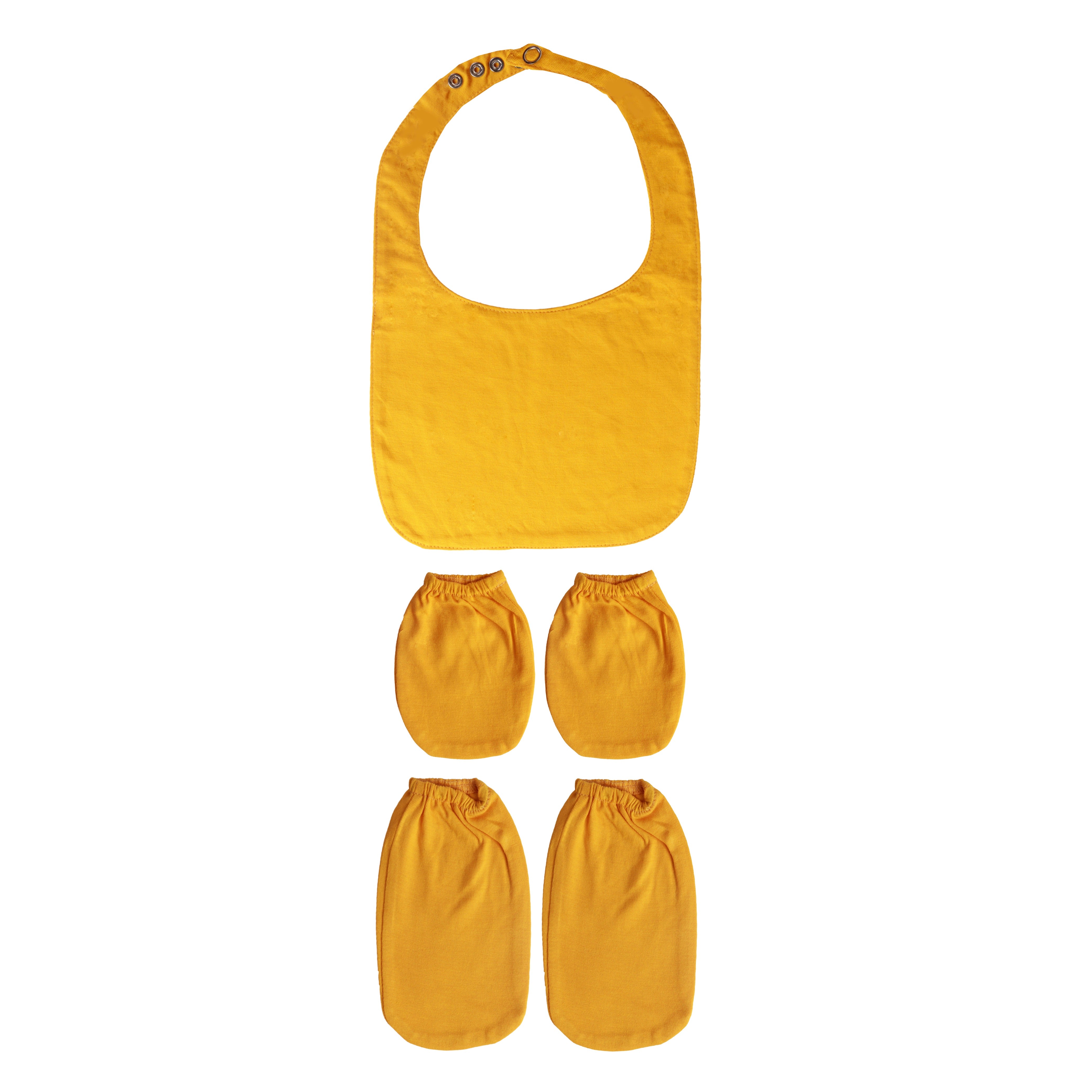 Little By Little 100% Anti Viral, Cotton, Reusable, Anti bacterial & Water Repellent Baby Bibs, Booties, Mittens - Yellow