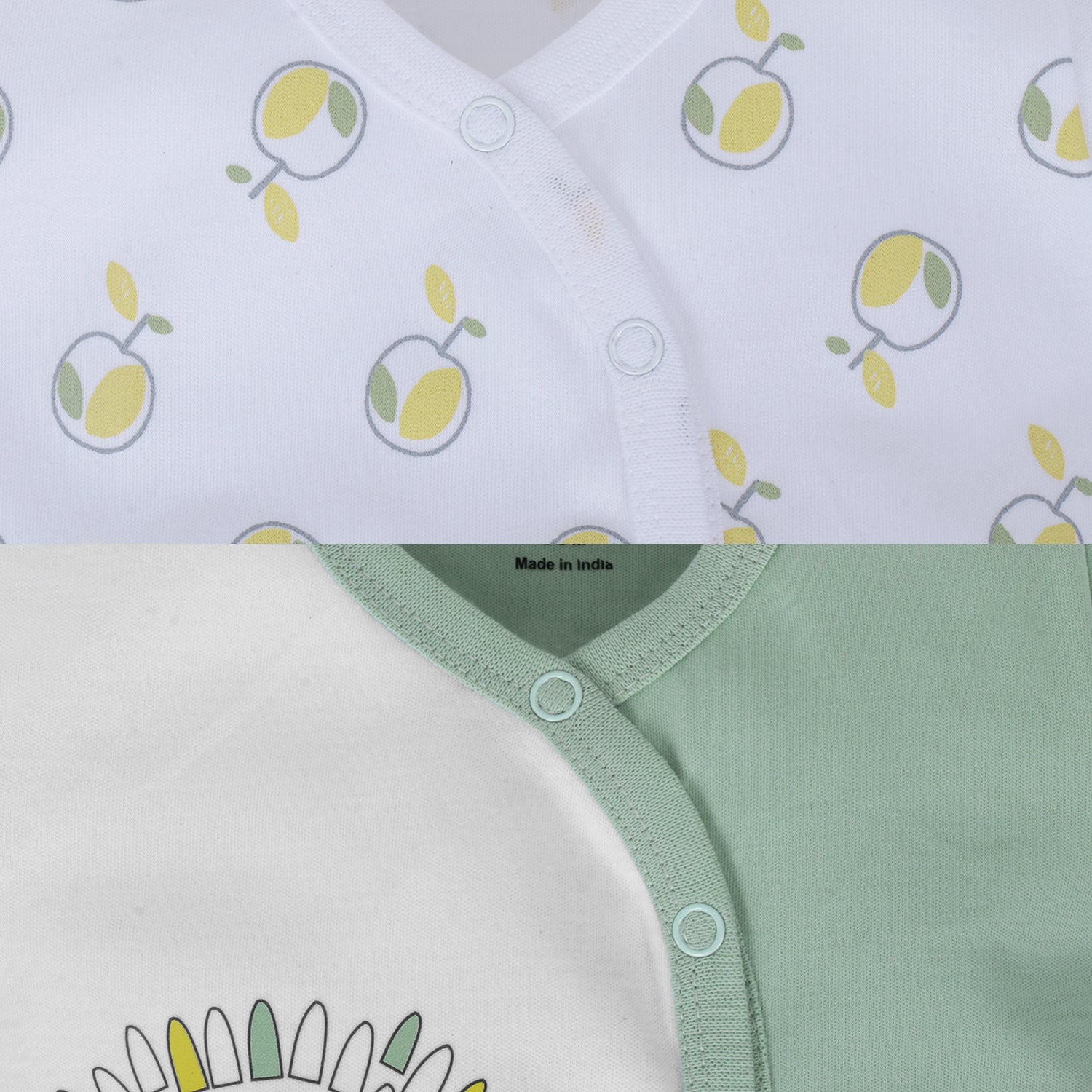 My Milestones T-shirt Half Sleeves Boys White Apples / Sage Green -2Pc Pack