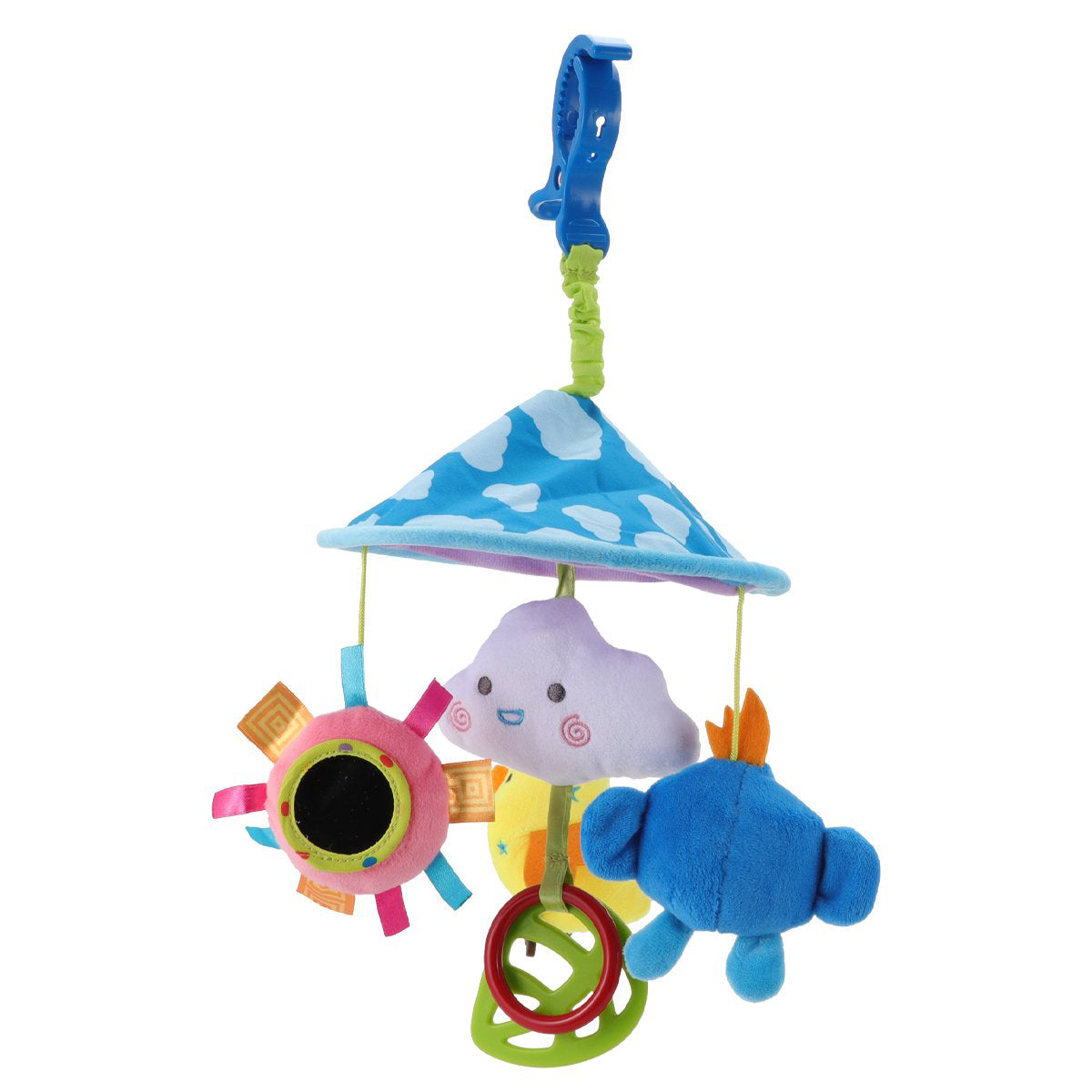 Bird In The Sky Bed Hanging Rattle Toy Rotating Cot Mobile - Blue