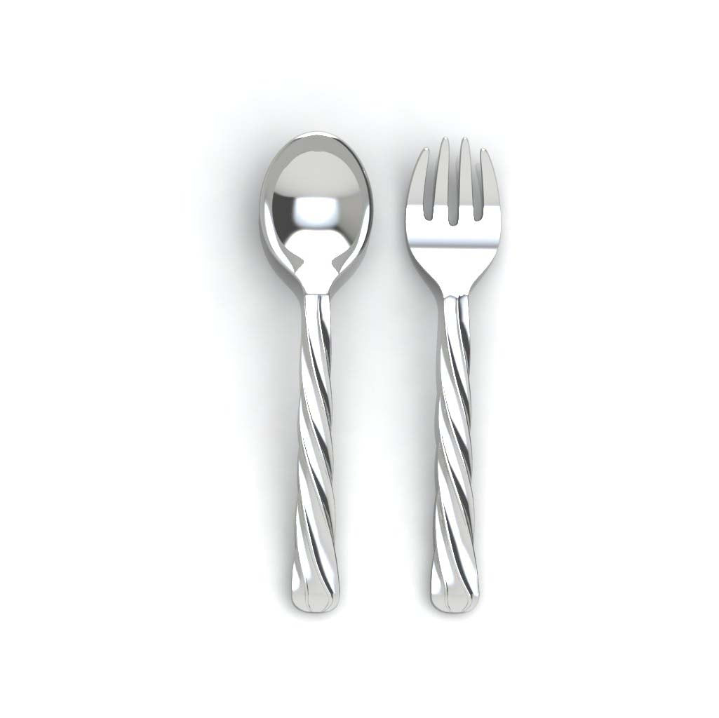 Silver Plated Twisted Spoon & Fork Set