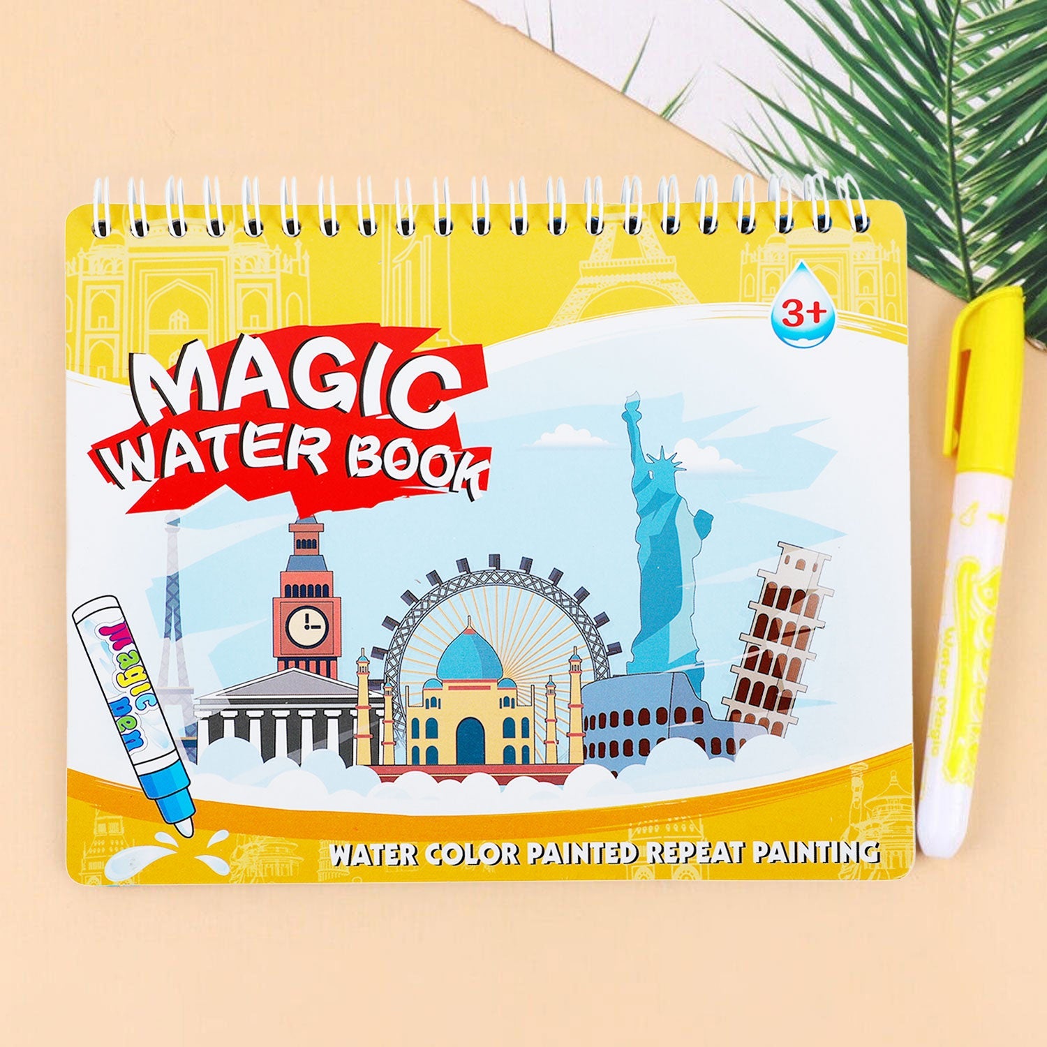 Baby Moo World Travel Reusable Magic Water Colouring Book - Yellow