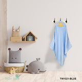 Tiger Blue Applique Hooded Towel & Wash Cloth Set