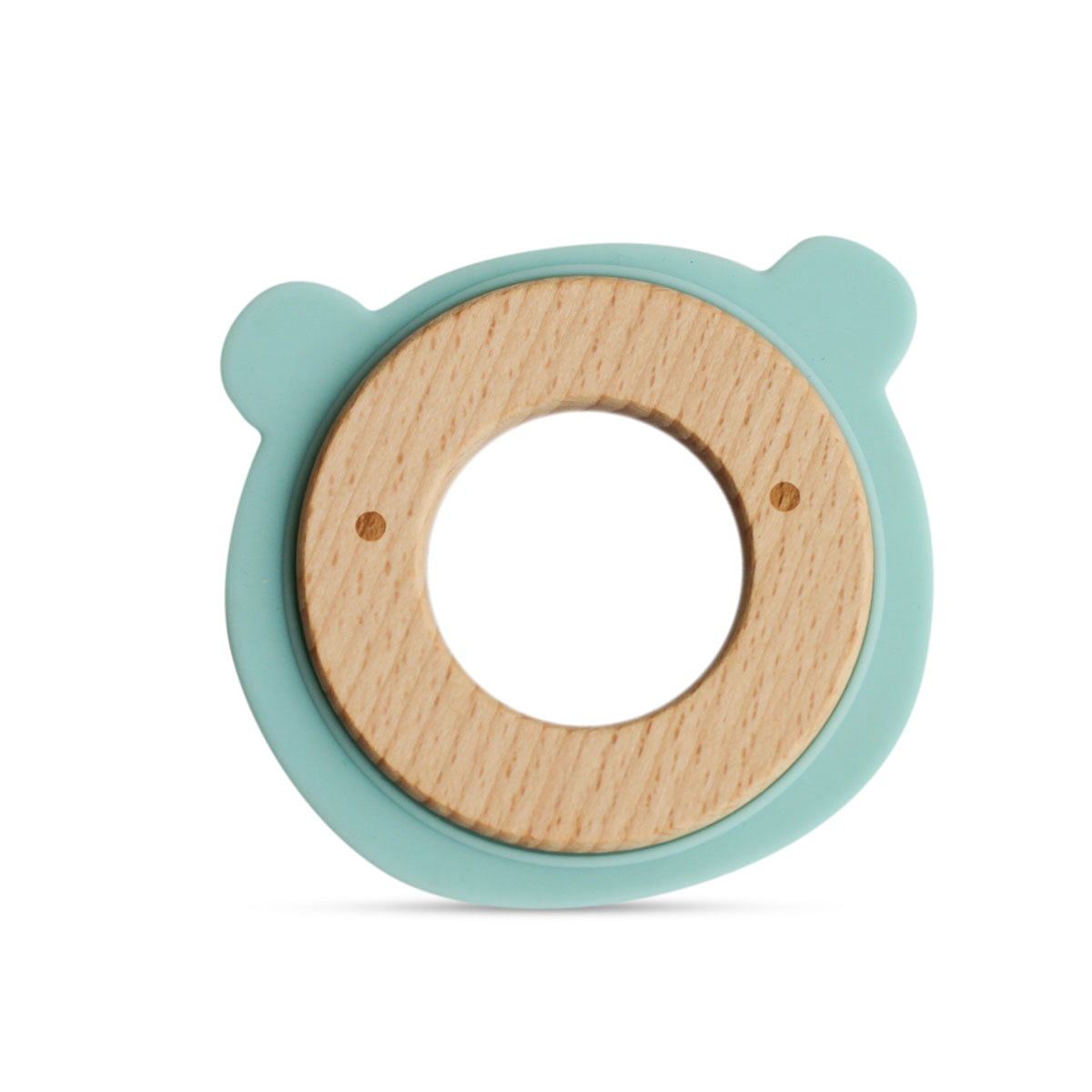 Wood + Silicone Disc Teether Toy - Blue