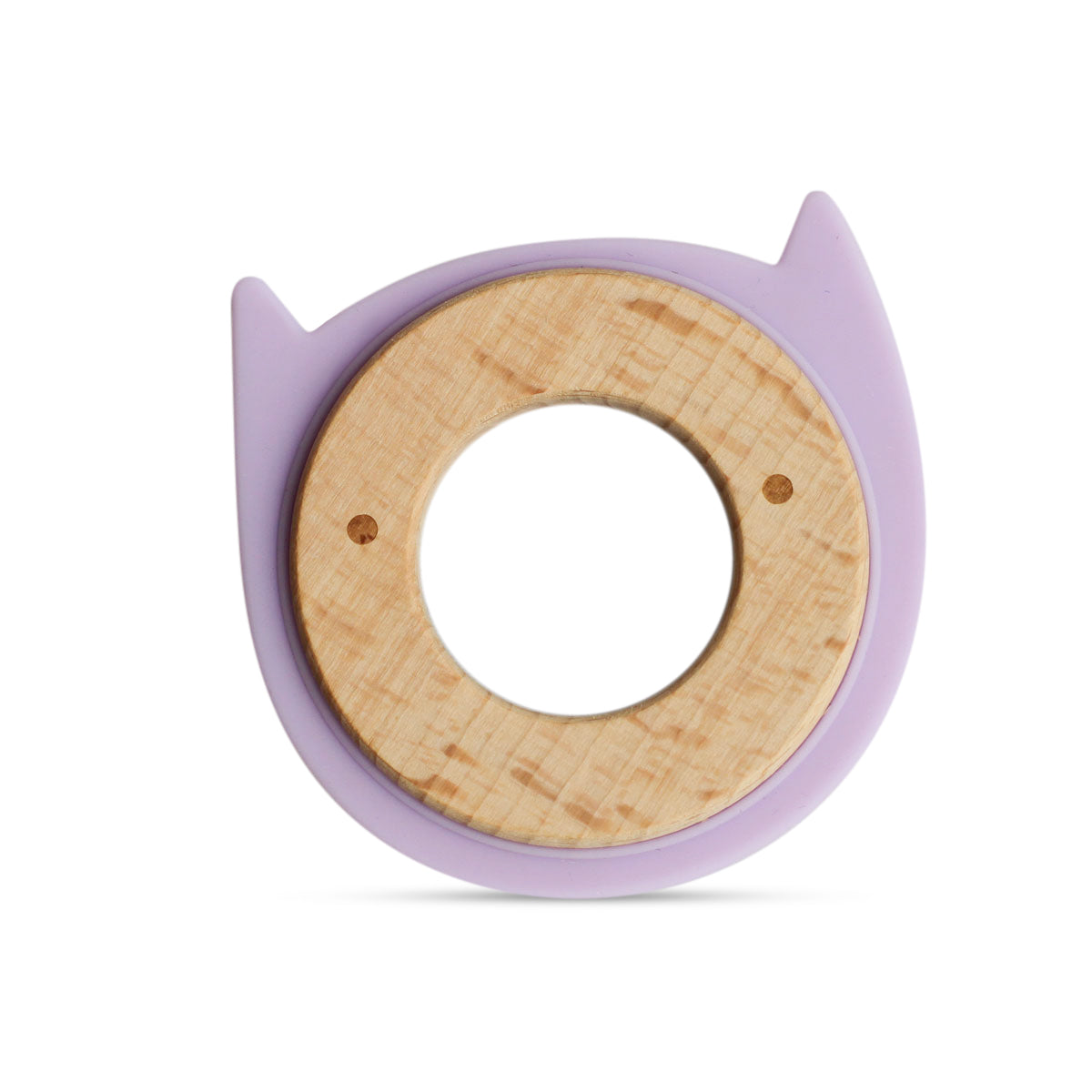 Wood + Silicone Disc Teether Toy - Purple
