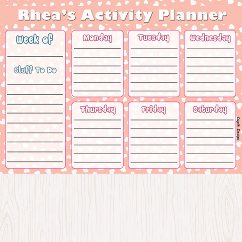 Personalised Activity Planner - Polka Dots, Set of 50