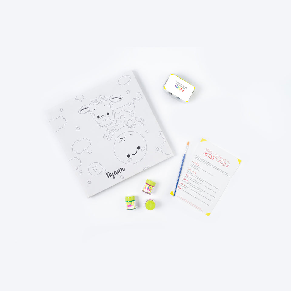 Your First Canvas Art Kit - Cow Over The Moon