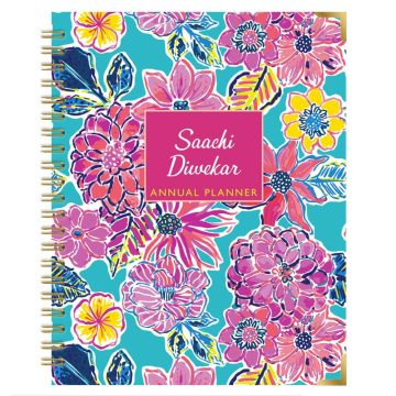 Personalised Fuschia Aqua Annual Planner - Undated