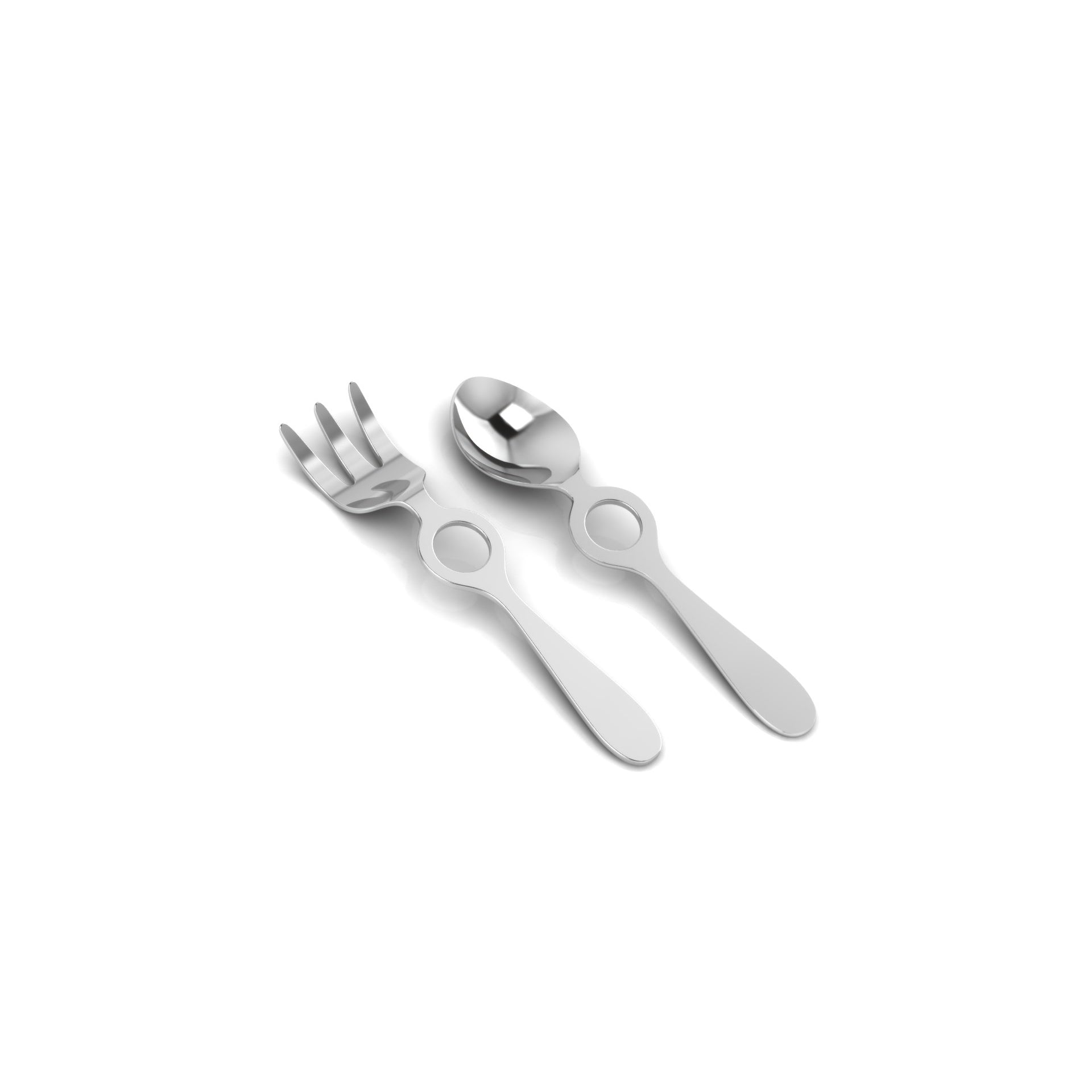 Sterling Silver Spoon/Fork Set - Circle