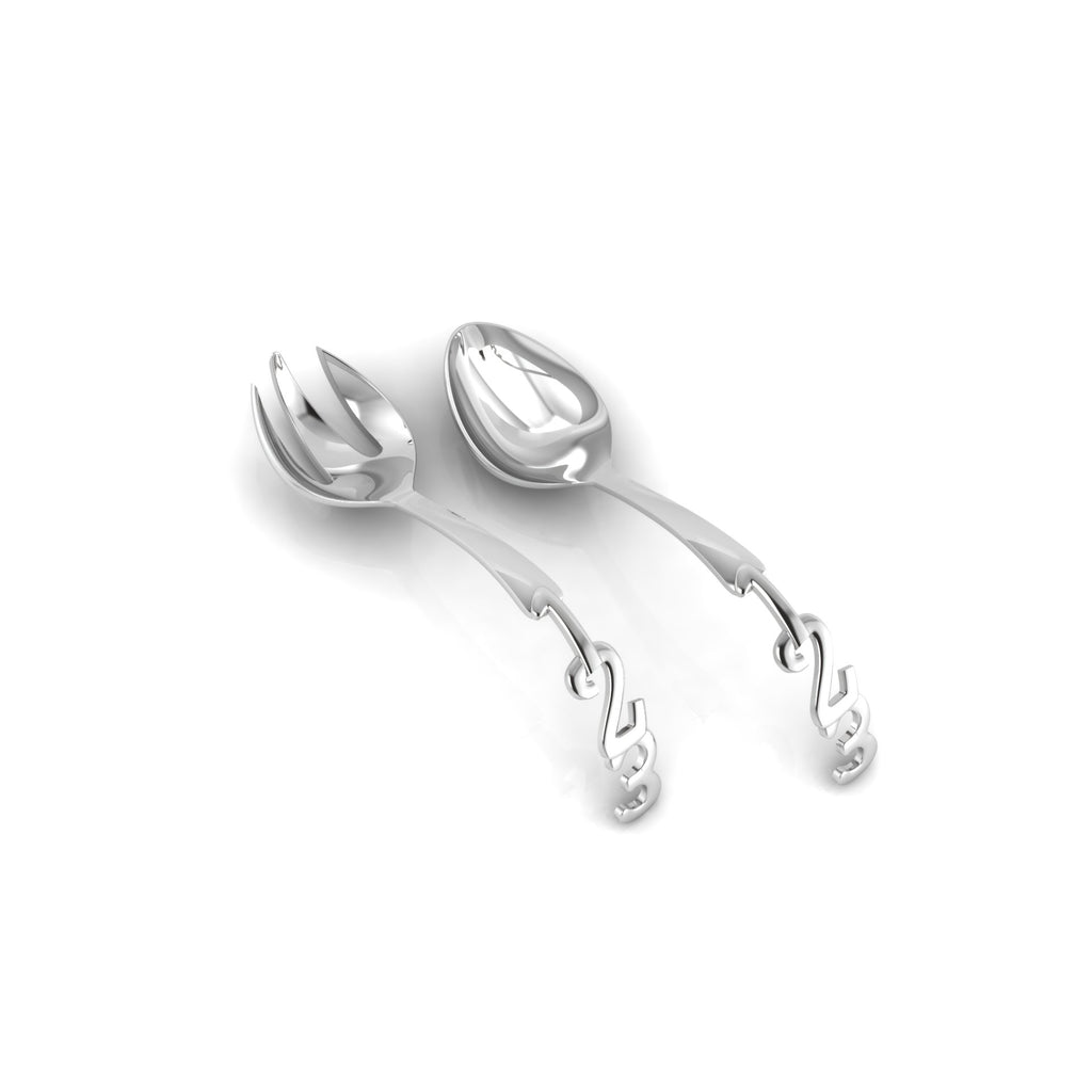 Sterling Silver Feeding Spoon & Fork Set - 123