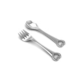 Sterling Silver Feeding Spoon & Fork Set - Heart
