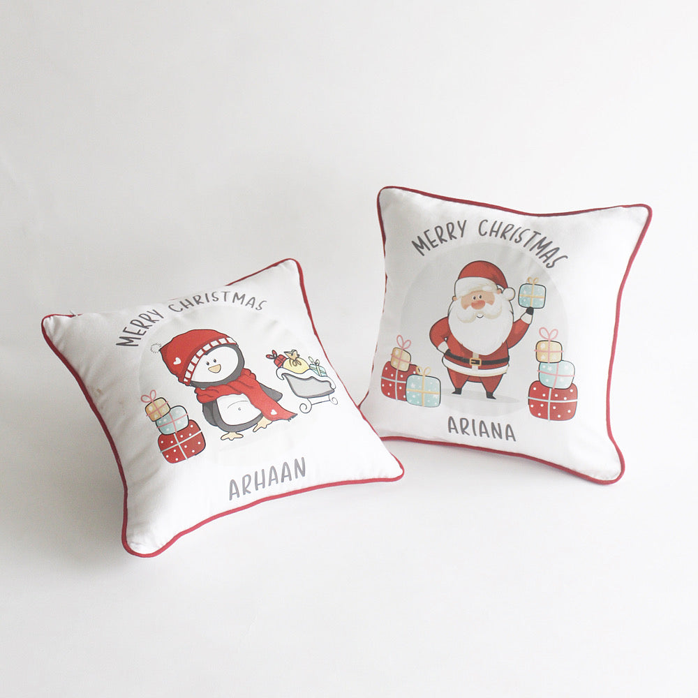Personalised Christmas Penguin Cushion