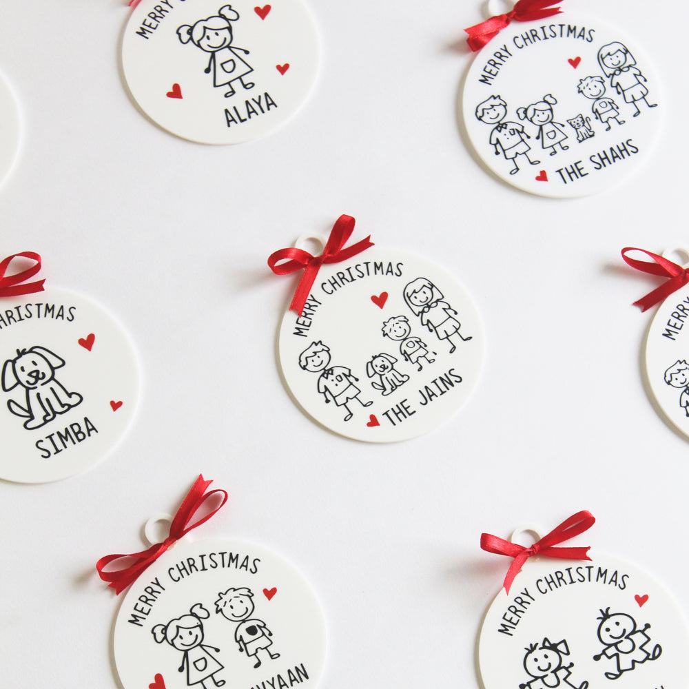 Personalised Christmas Doodle Ornament - 5 Doodles