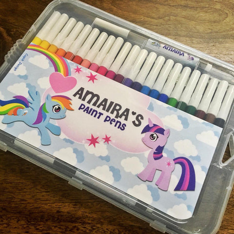 Personalised Little Pony Aqua Sketch Pens