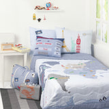 Around The World Kids Reversible Quilt, Ages 3 to 15 (Blue)
