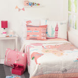 Around The World Kids Reversible Quilt, Ages 3 to 15 (Pink)