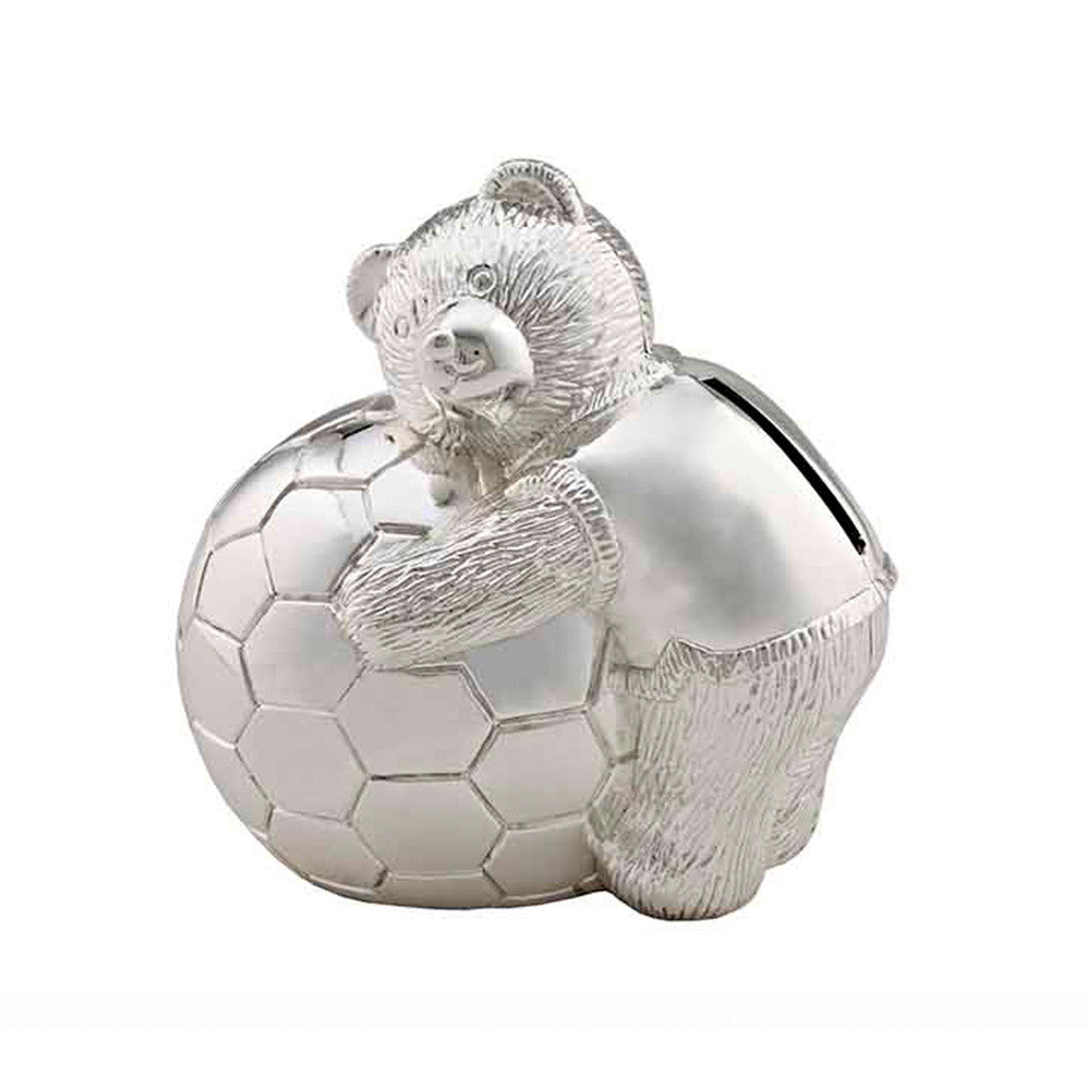 Frazer & Haws 92.5 Silver Plated Money box - Bear with Football