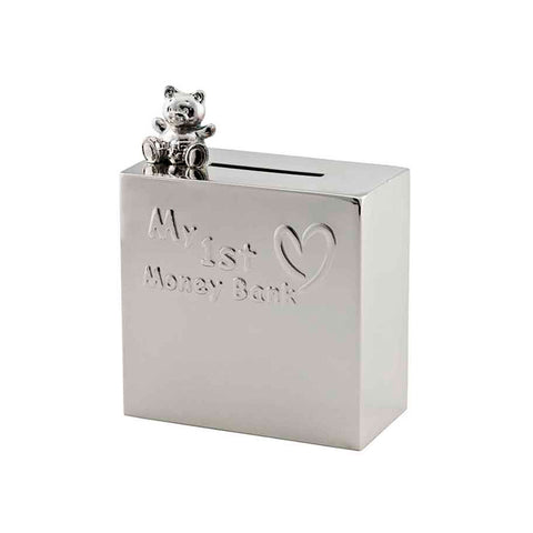 Frazer & Haws 92.5 Silver Plated Money box - My 1st Money Box with Bear