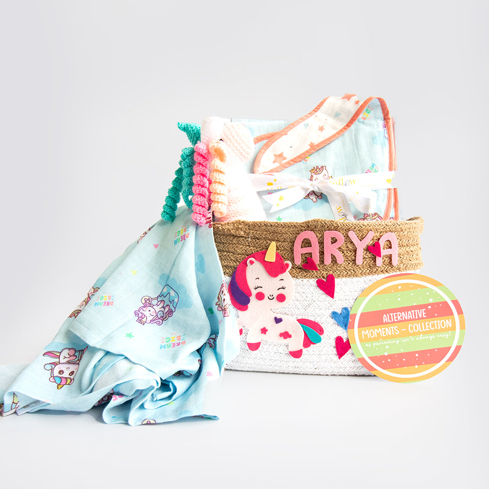Unicorn Dreams - Welcome Baby Gift Basket (Collective)