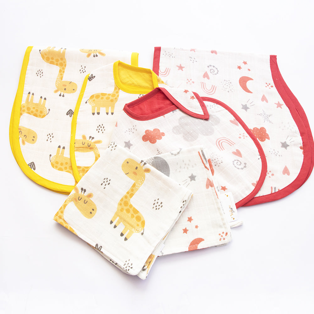 BABY GIRAFFE, MAGICAL RAINBOWS MUSLINS (Set of 6)