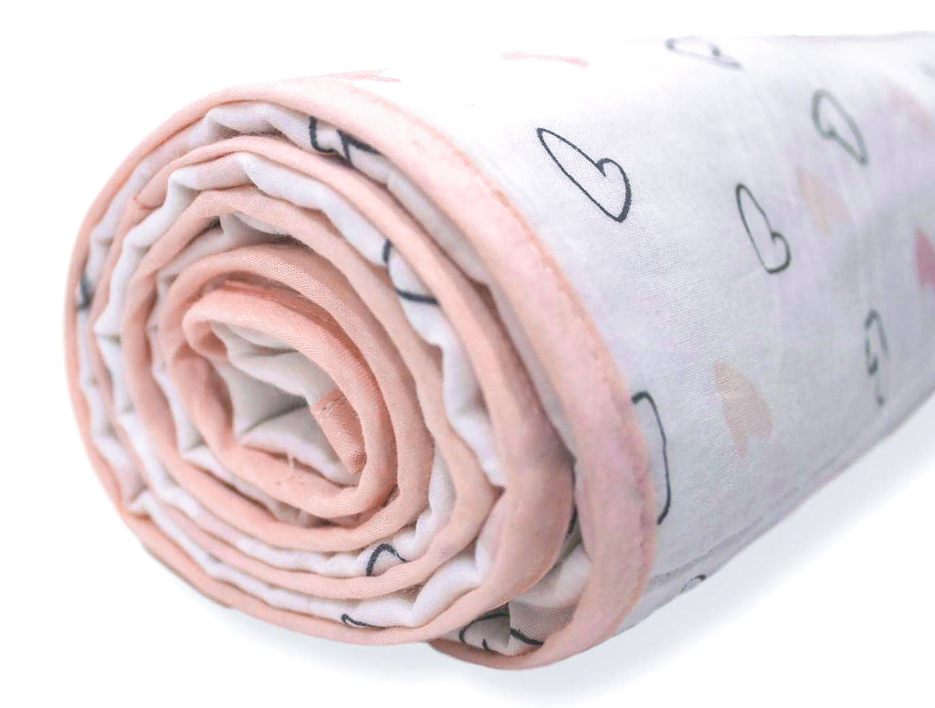 The White Cradle Organic Dohar Blanket - Pink Hearts