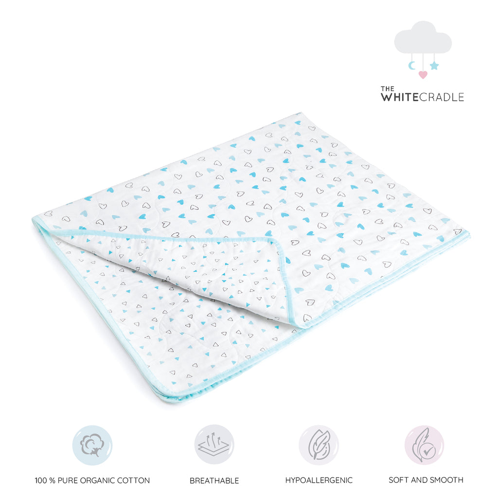 The White Cradle Organic Dohar Blanket - Blue Hearts