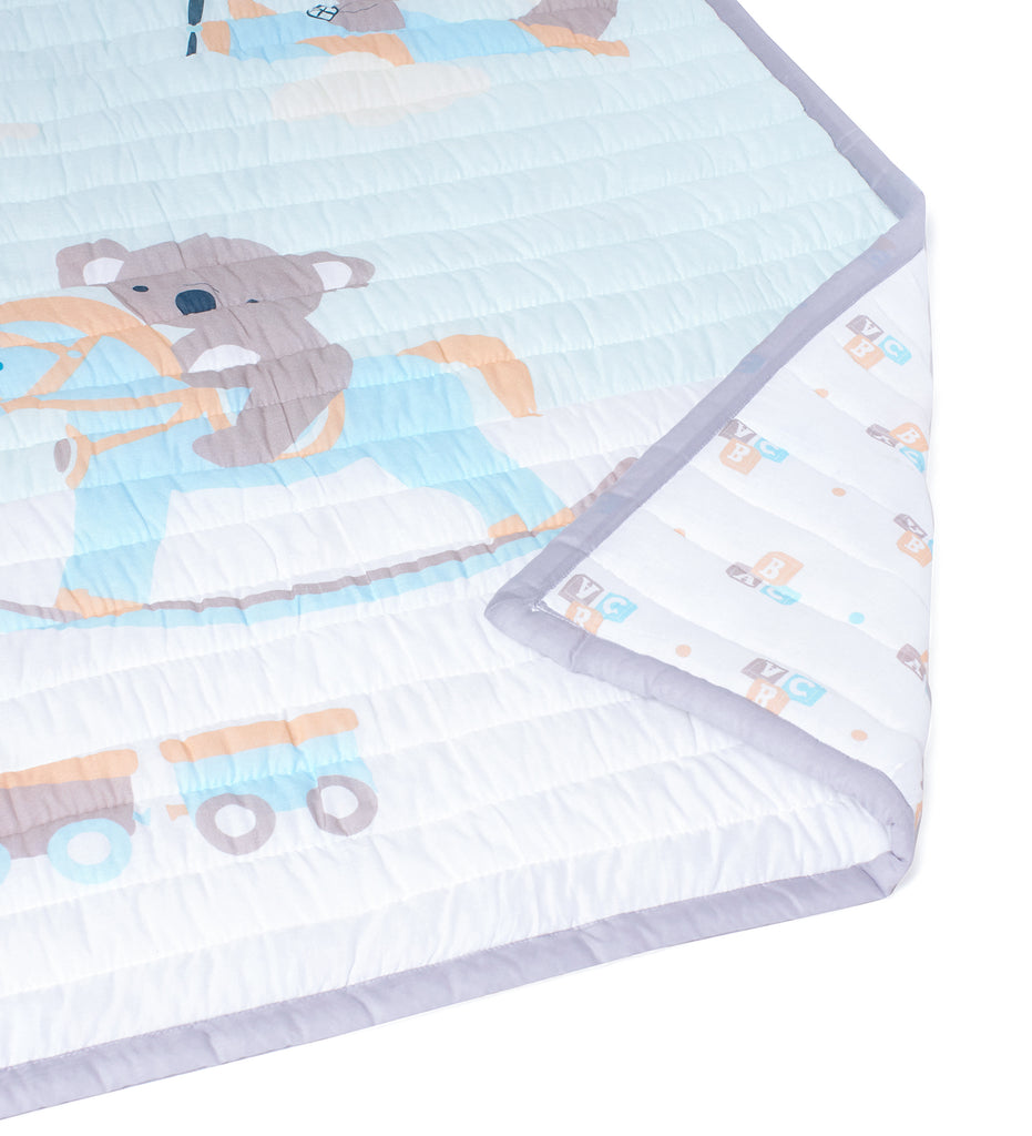 The White Cradle Organic Cotton Baby Quilt - Blue Koala