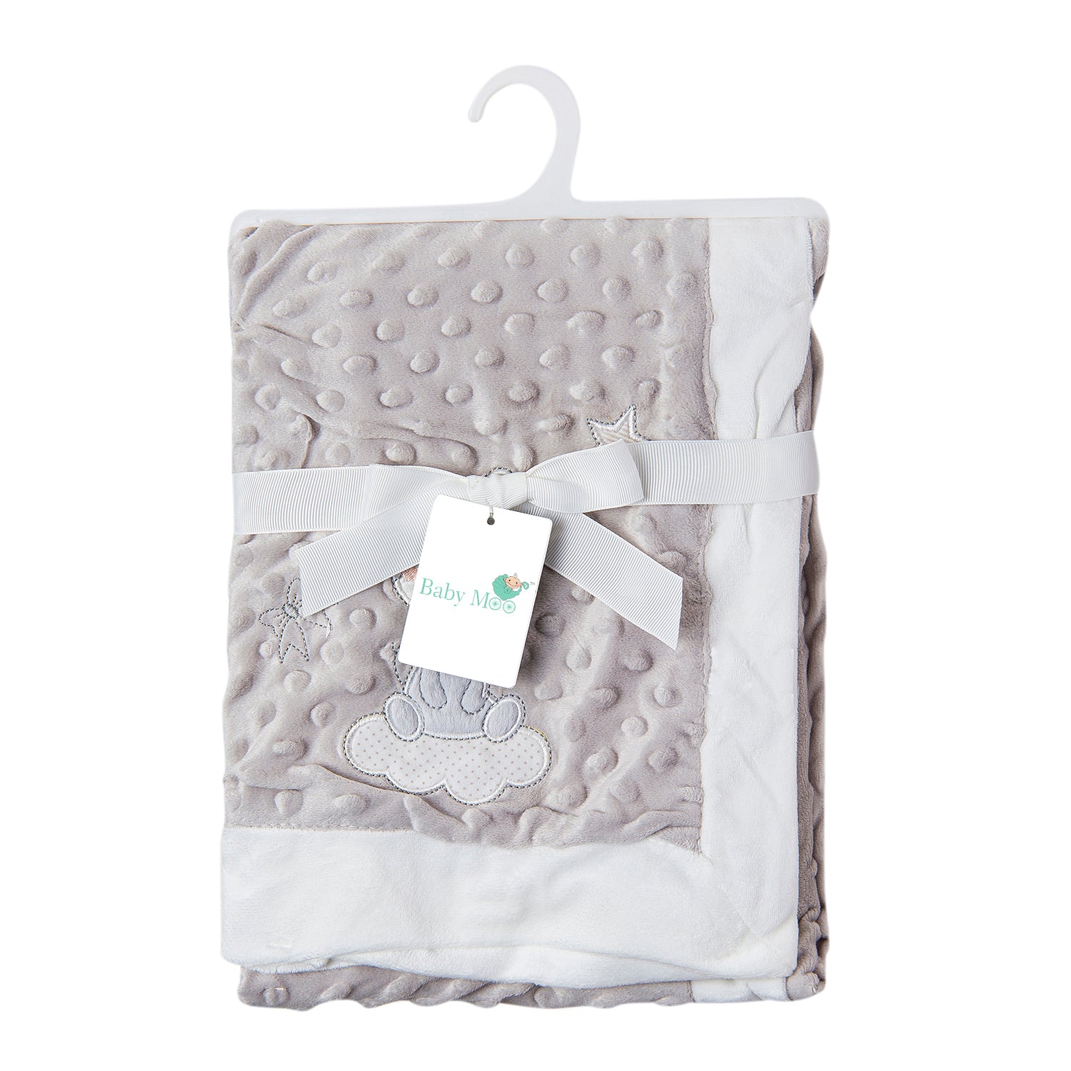Baby Moo Animal Soft Reversible Bubble Blanket Grey