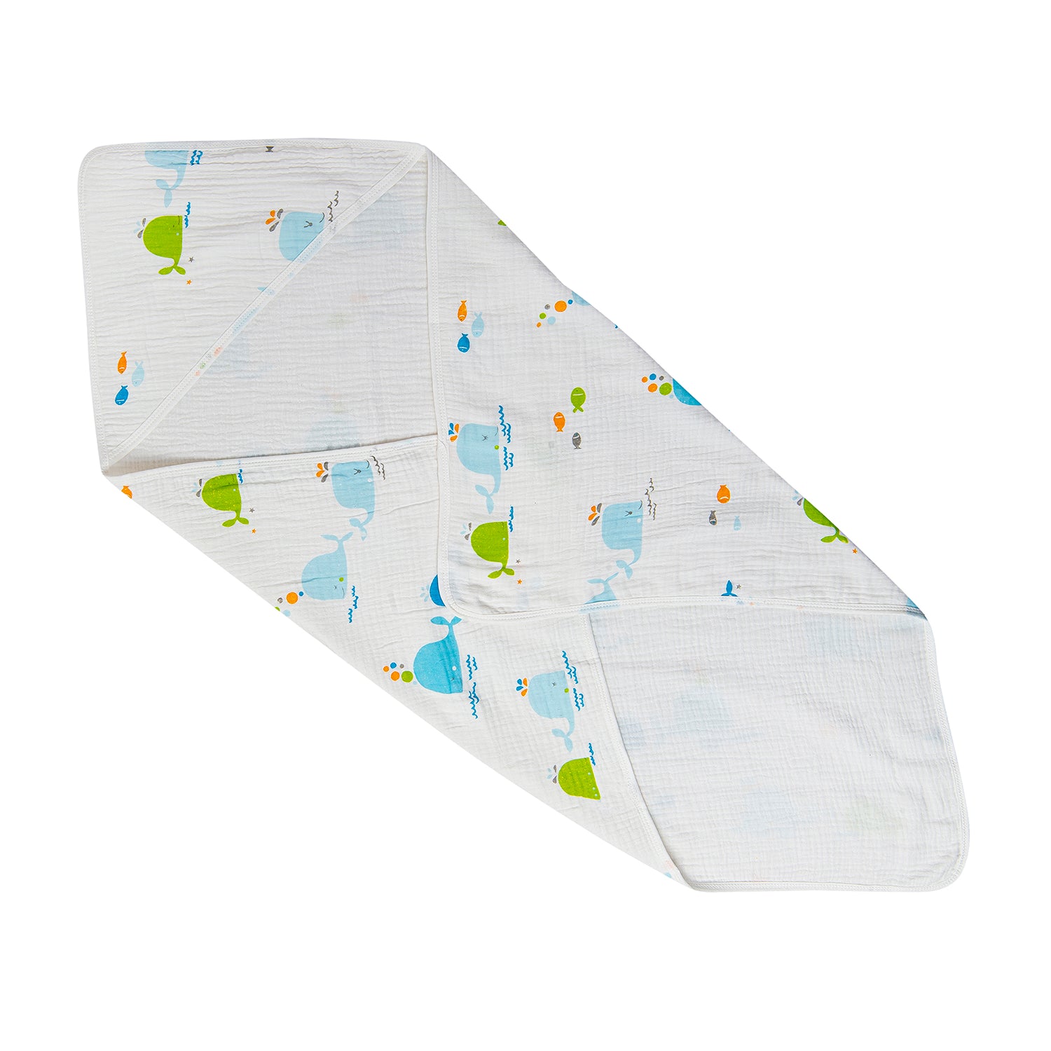 Baby Moo Whales Cotton Blanket White