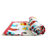 100% Cotton Reversible Single Blanket Dohar - Silly Monsters, Red