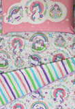 100% Cotton Reversible Single Blanket Dohar - Unicorn & Rainbows