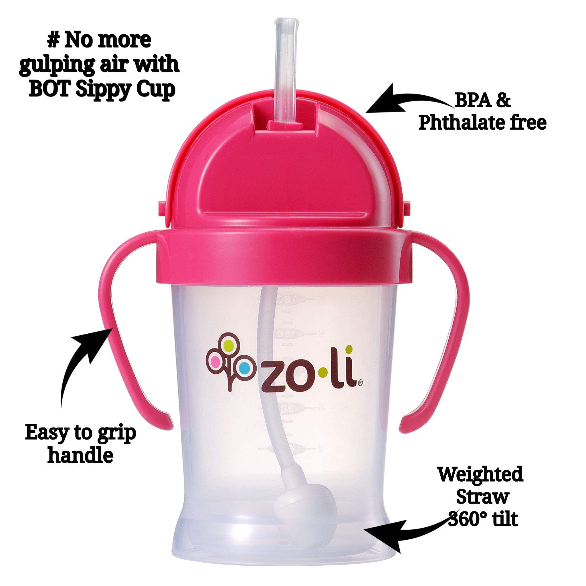 ZoLi BOT Straw Sippy Cup - Pink