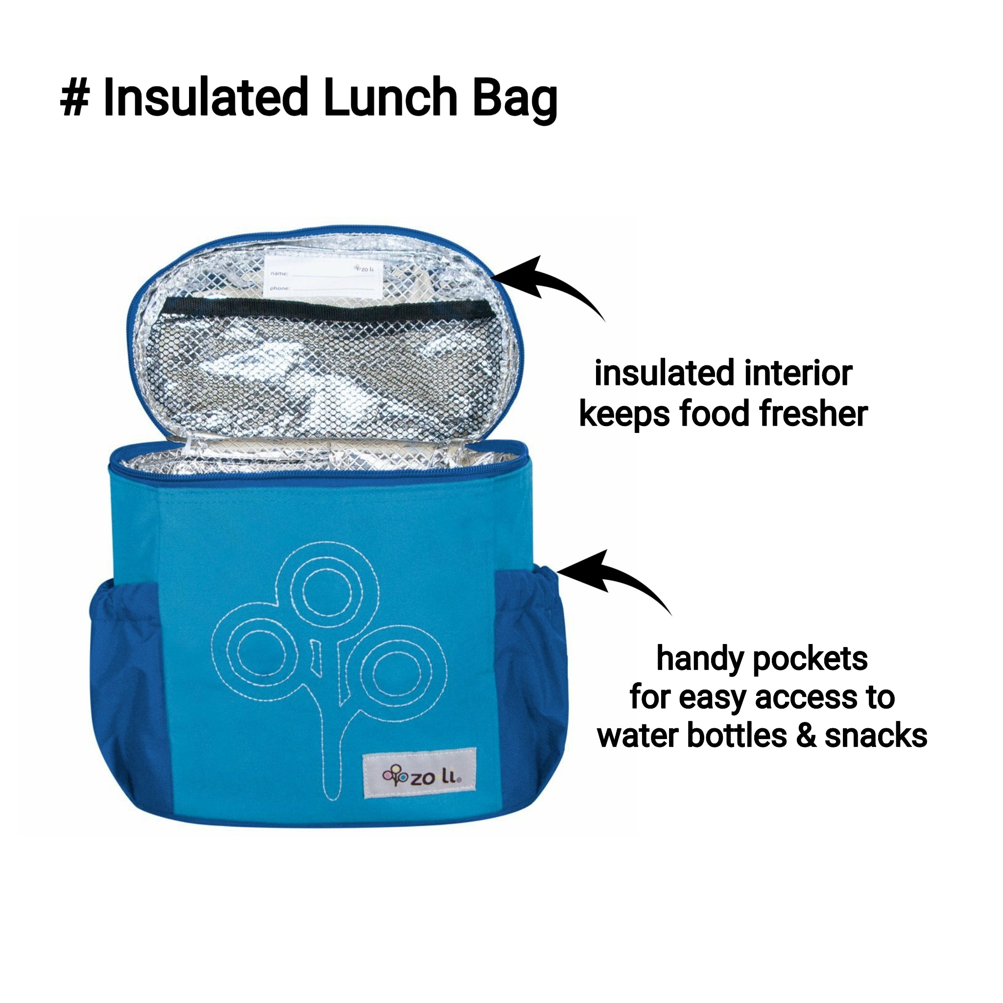 Zoli NOM NOM Insulated Lunch Bag - Blue